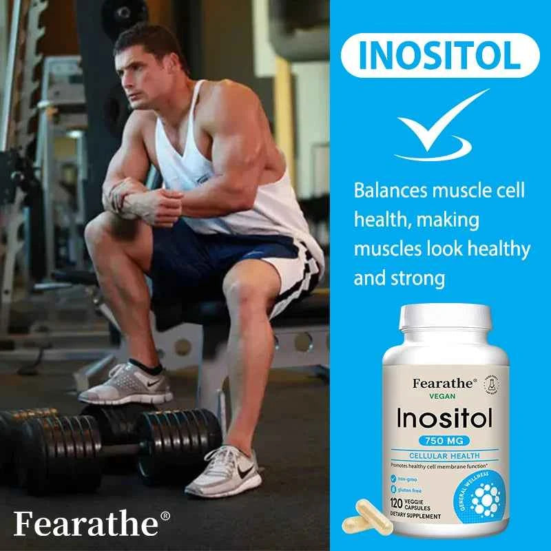 Inositol 750mg Capsules, Pure Inositol Supplement, Support Female Body Wellness, Immune, Metabolic Balance & Relaxed Mood