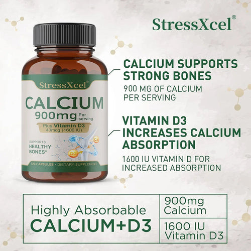 Bone Health and Joint Support Capsules with Calcium, Vitamin D3, Dietary Supplements for Women and Men, Gluten-Free Healthy supplements