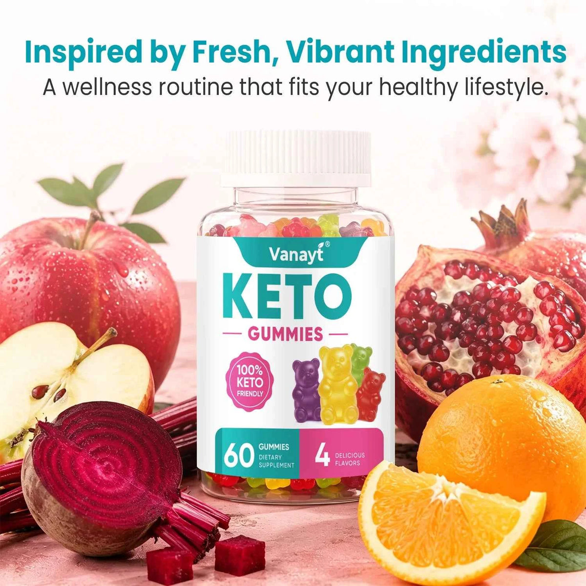 Apple Cider Vinegar Gummies Dietary Supplement with B9 B12 & Organic Beetroot Extract for Adults, Support Healthy Weight Management