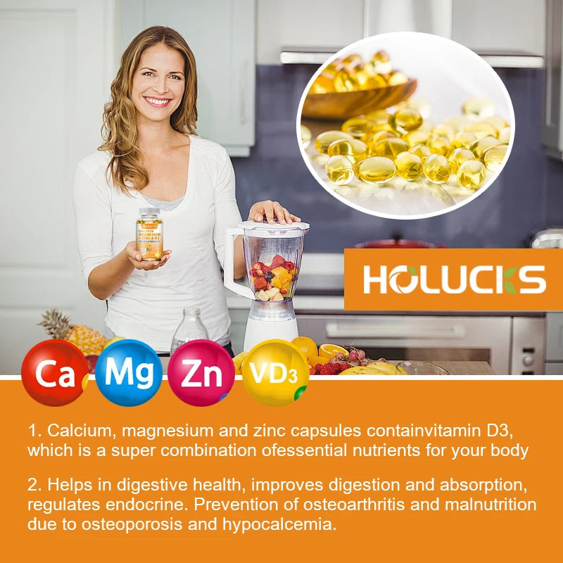 Calcium Magnesium Zinc Supplement, with Vitamin D3, Supports Strong Bones & Teeth, Muscle Health, Immunity & Enhanced Absorption Healthy supplements