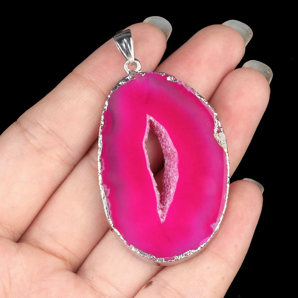 Natural Stone Onyx Pendant Gold Plated Slice Agate Onyx for Trendy Jewelry Making Diy Women Necklace Earring Supply Healthy supplements