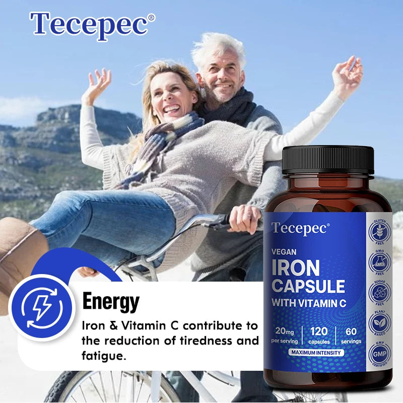 Iron Supplement with Vitamin C - Supports Energy Production, Immune Health, Oxygen Transport & Daily Wellness, Stomach-Friendly Healthy supplements