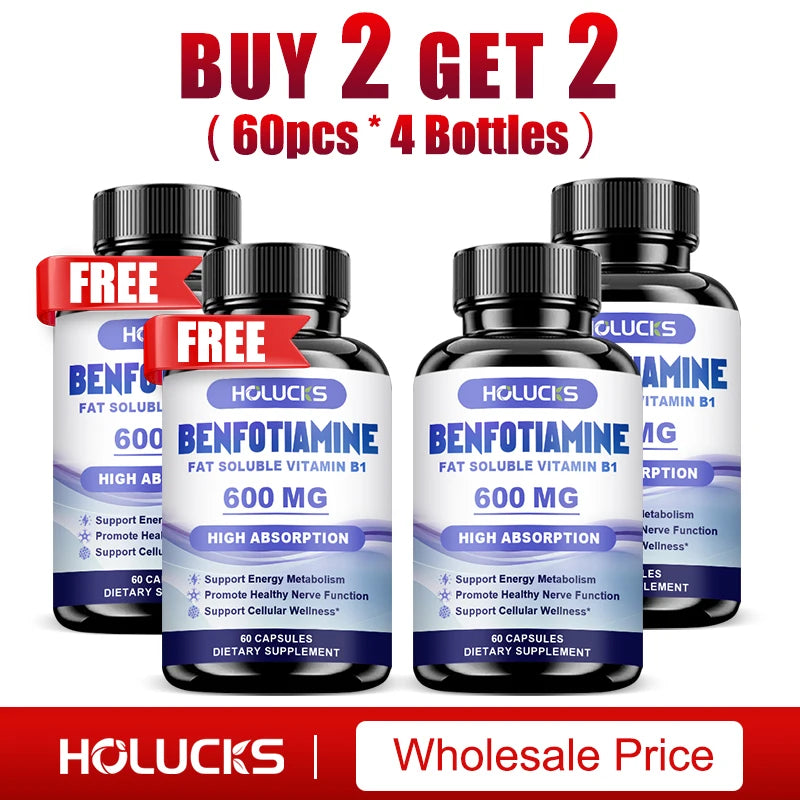 Benfotiamine Capsules, with Fat-Soluble Vitamin B1, Support Nerve Health, Energy Metabolism & Cellular Wellness for Men & Women Healthy supplements