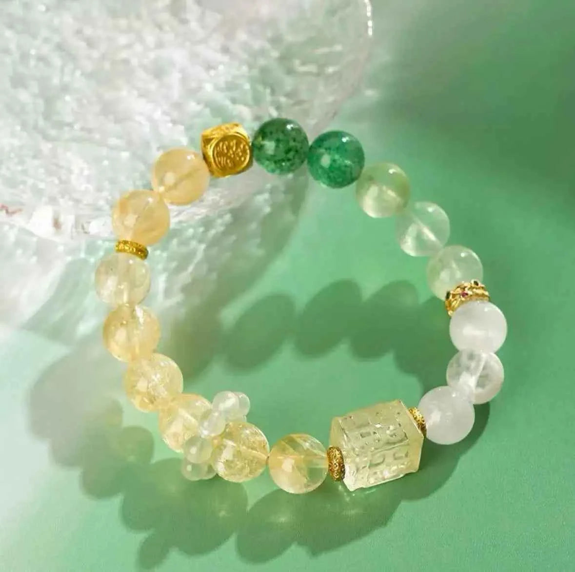 Natural Yellow Asai Gold and Yutang Rich Household Bracelet Female Zakilam Lack of Five Elements Supplement Gold Wood HandString