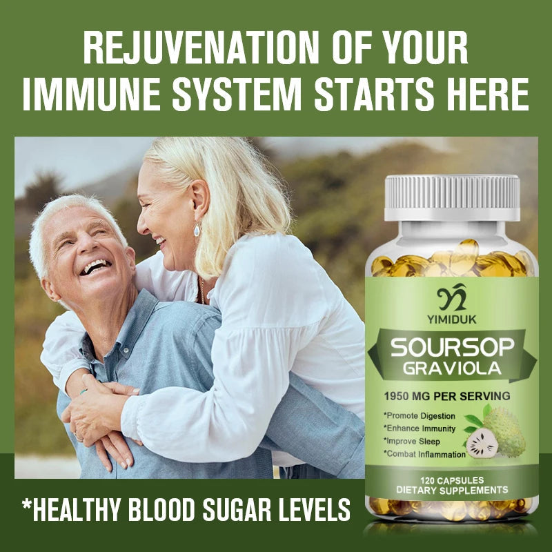 YIMIDUK Graviola Soursop Supplement, Supports Immune Health, Digestive Comfort, Sleep Quality & Overall Body Wellness Daily Healthy supplements