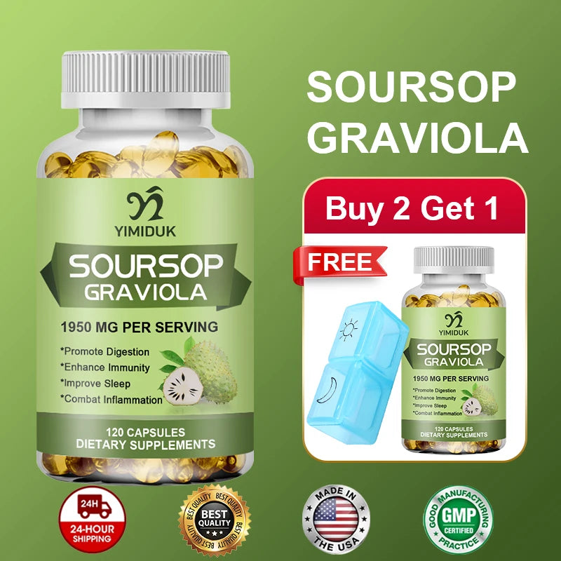 YIMIDUK Graviola Soursop Supplement, Supports Immune Health, Digestive Comfort, Sleep Quality & Overall Body Wellness Daily Healthy supplements
