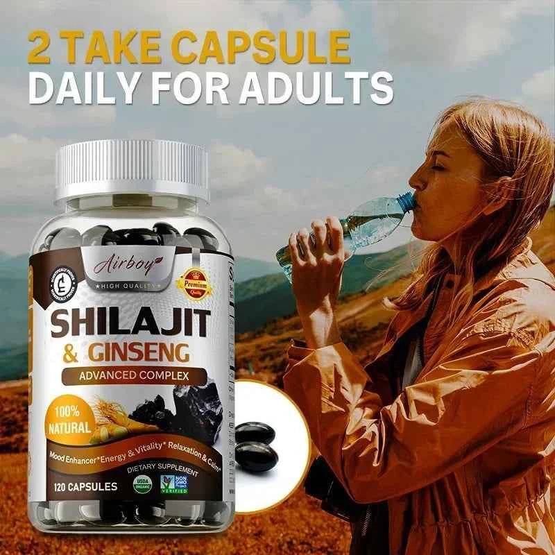 Shilajit & Ginseng - Energy & Vitality Support, Improve Mental Clarity, Immune Support, Increase Endurance, Muscle Growth