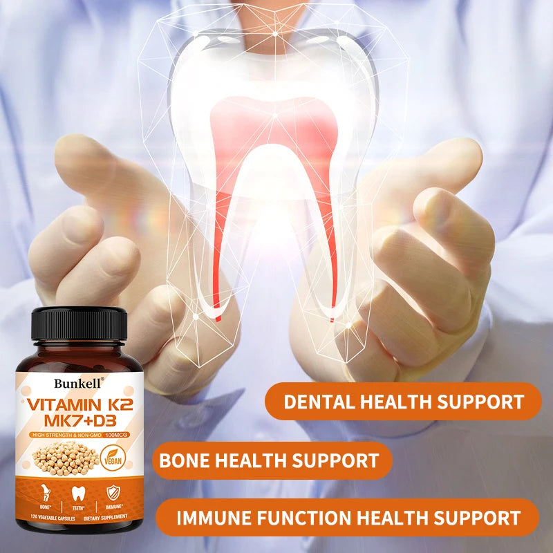 Bunkell Vitamin D3 + K2 Supplement Supports Bone and Dental Health and Enhances Immunity for Men & Women Healthy supplements