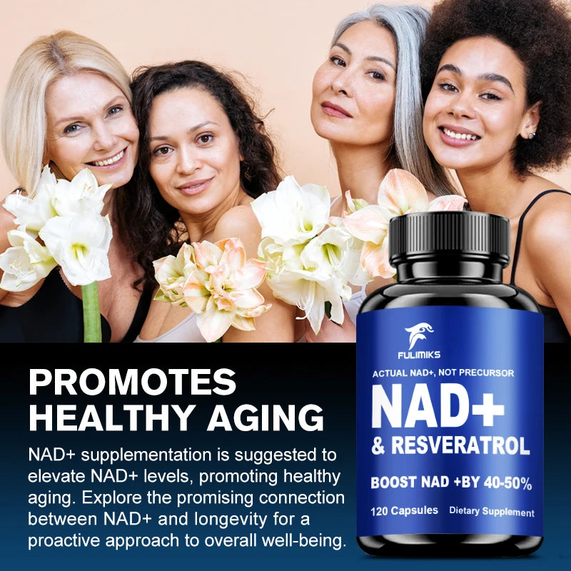 Premium NAD+ Supplement, with Pure NAD+ & Trans-Resveratrol,Vitamin, Support Cellular, Skin, Hair & Nail Health, Immune, sleep Healthy supplements