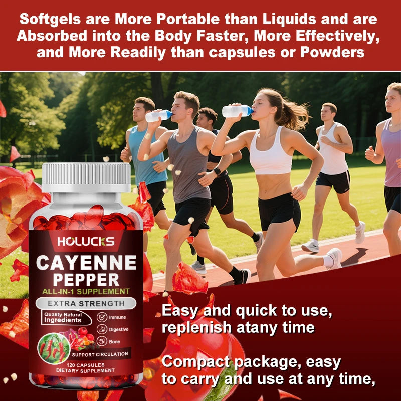 Premium Cayenne Pepper Supplement, with Grape Seed Oil, Turmeric, for Bone & Joint Health, Daily Digestive & Immune Health Healthy supplements