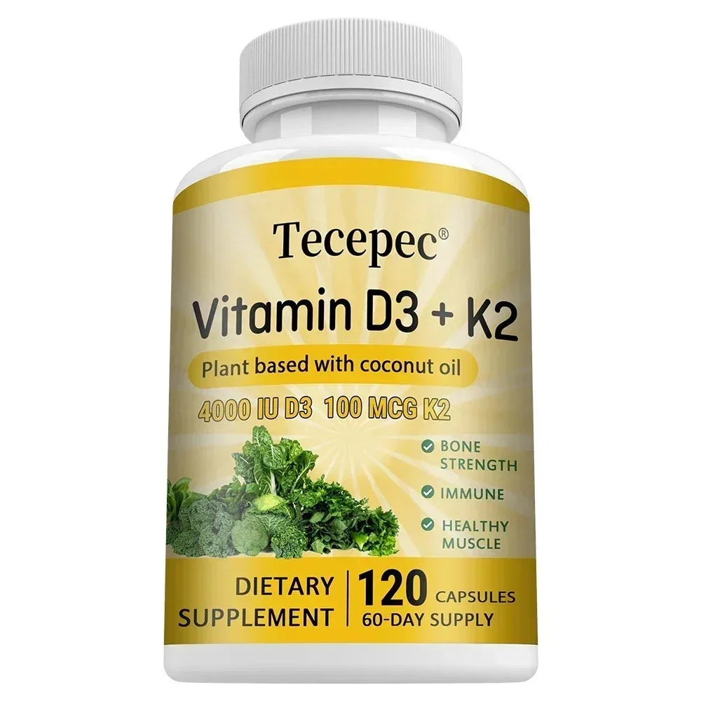 Vitamin D3 + K2, Supports Bone, Teeth, Digestion, Immune & Heart Health, Non-GMO, Dietary Supplement, 120 Capsules Healthy supplements