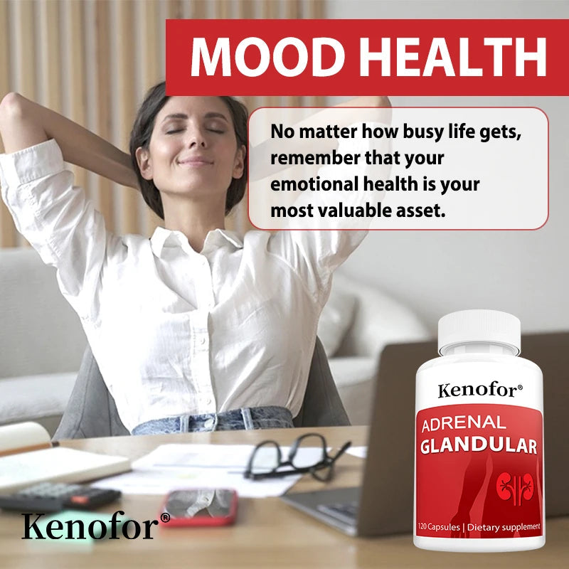 Adrenal Support Supplements, Supports Cortisol Health & Energy Levels, Stress Relief & Immune System, 120 Capsules, Non-GMO Healthy supplements
