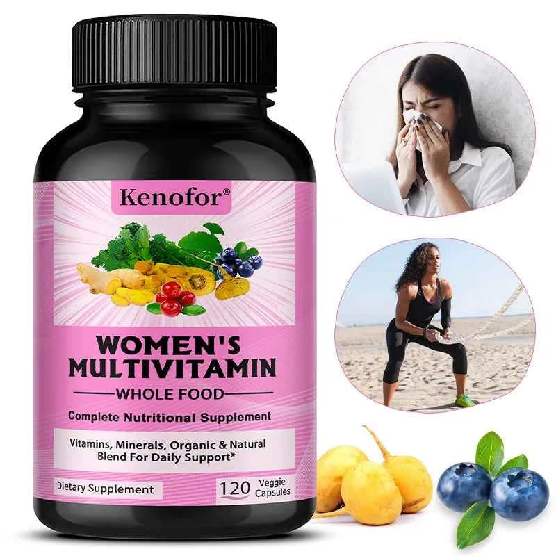 Women's Complete Multivitamin Multimineral Capsules - Hair Skin Nails & Joint Support, Heart Brain Immune Health, 120 Counts