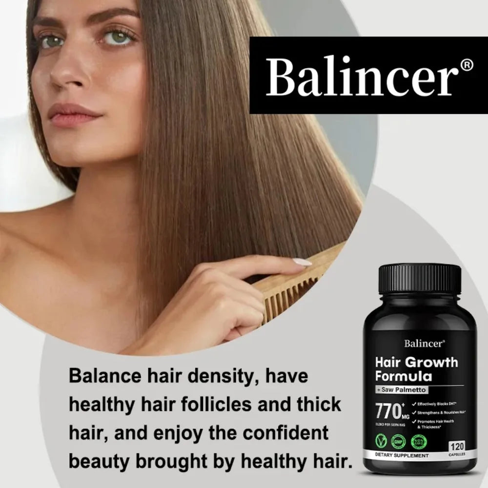Saw Palmetto, with Biotin, Suitable for Both Men and Women, Promotes Hair Growth and Supports Skin, Nail Health, 120 Capsules Healthy supplements