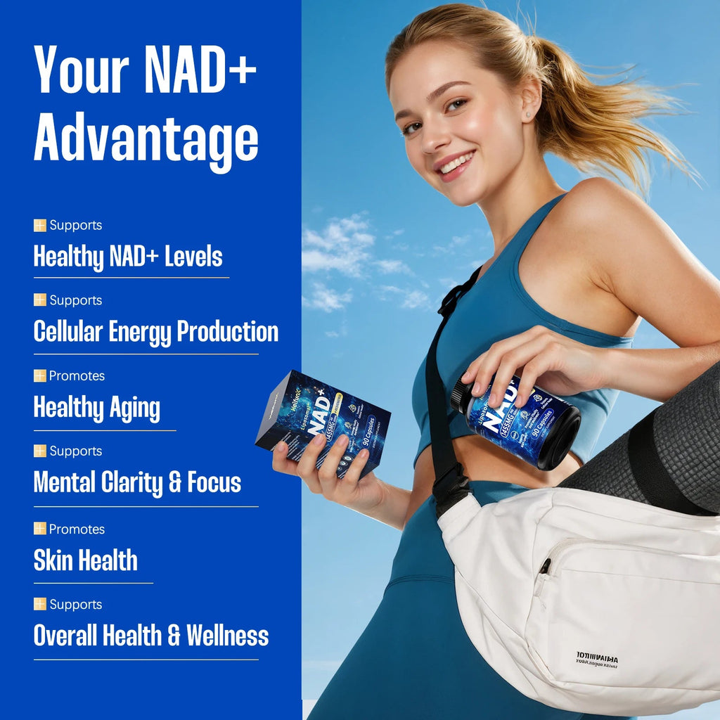 NAD+ Anti Aging Cell Booster Resveratrol Supplement Capsules with Niacinamide Support Cellular Health for Men & Women, Non-GMO Healthy supplements