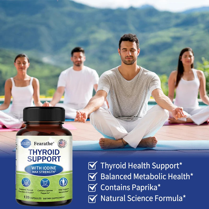 Thyroid Supplement for Men and Women - Thyroid Health, Metabolism, Energy and Focus Formula - 120 Capsules,Non-GMO Healthy supplements