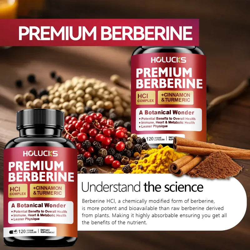 Berberine Supplements, with Cinnamon & Turmeric, Support Metabolic Health, Immune Balance & Wellness  for Daily Life Healthy supplements