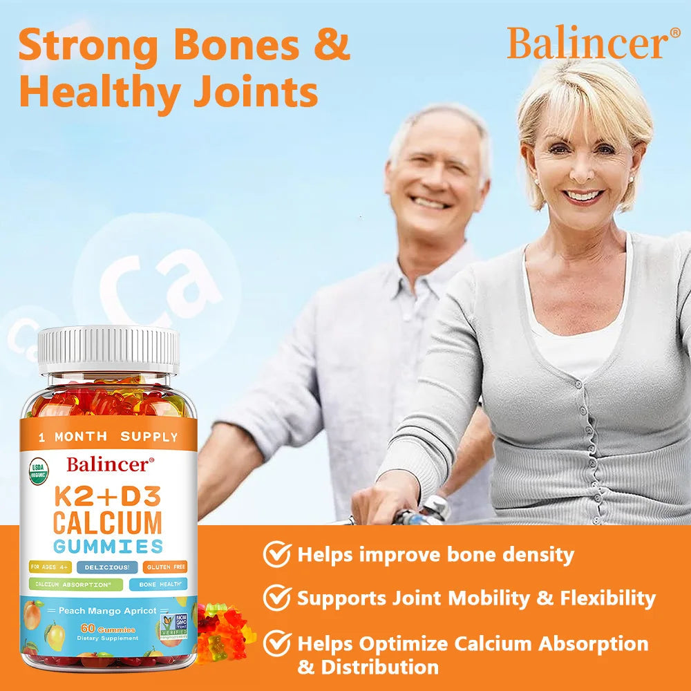 3-in-1 Gummies with Vitamins D, K2, and Calcium Supplements To Support Bone and Heart Health and Boost Immune Health Healthy supplements
