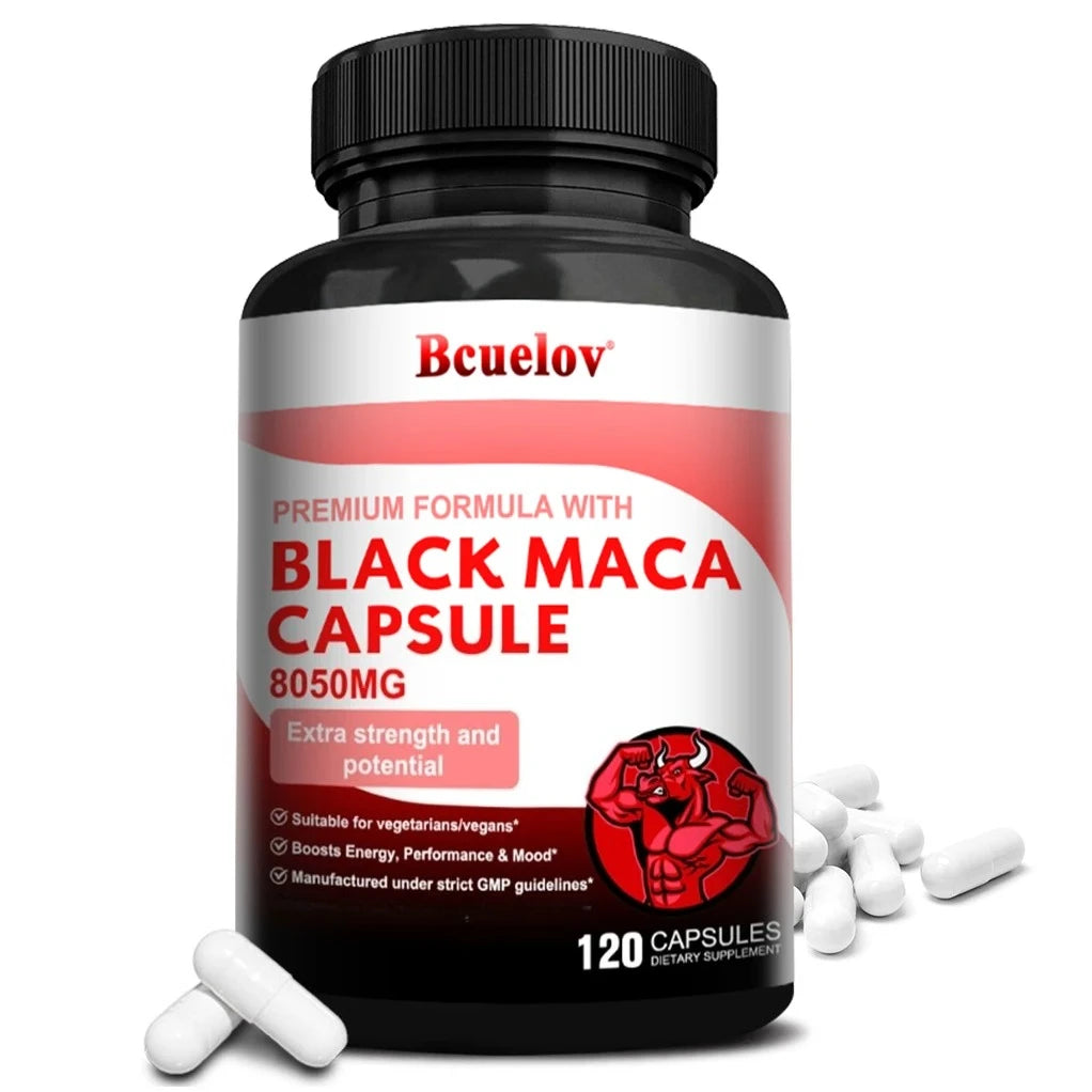 Powerful Black Maca Supplement for Men and Women, Improve Energy, Endurance, Muscle Mass Health, Maca Root Vegan Capsule Healthy supplements