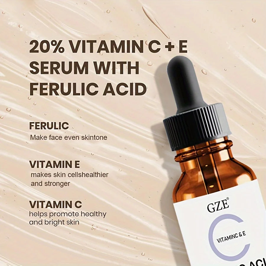 GZE Ferulic Facial Serum with Vitamin C, Vitamin E, & Absorbic Acid - Make you looks Younger, Skin Brightening Face Essence Healthy supplements