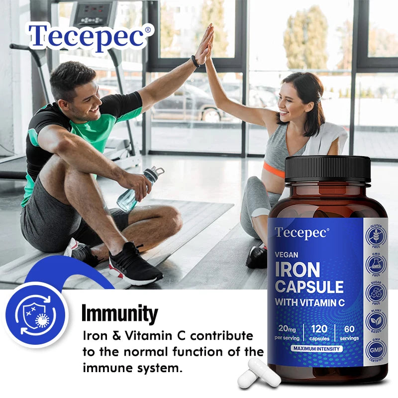 Iron Supplement with Vitamin C - Supports Energy Production, Immune Health, Oxygen Transport & Daily Wellness, Stomach-Friendly Healthy supplements