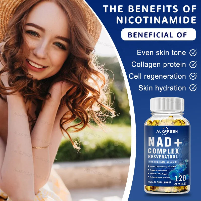 NAD Supplement Extra Strength for Women & Men, Resveratrol, PQQ, CoQ10 & Vitamin B3 – Energy Antioxidant,Cell Health Support Healthy supplements