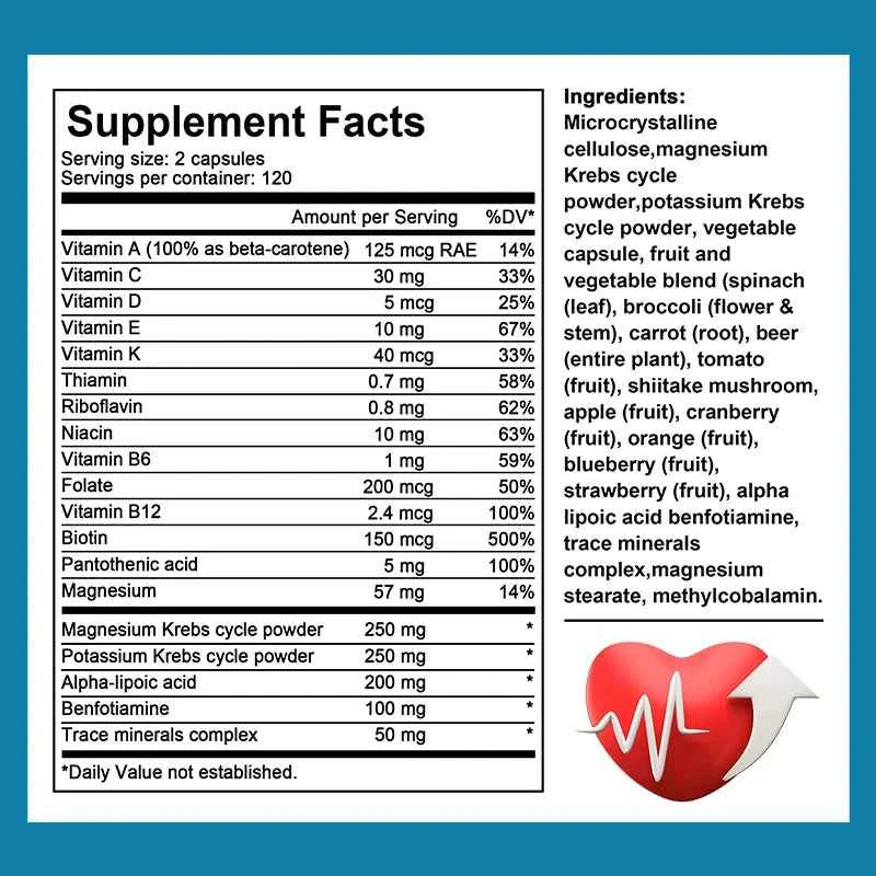 Multivitamin Capsules Contain Biotin and Magnesium To Antioxidant, Help Boost Immune Function, Energy, and Immune Health