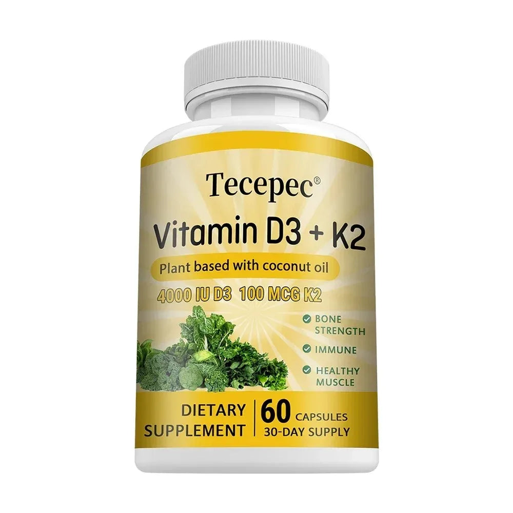Vitamin D3 + K2, Supports Bone, Teeth, Digestion, Immune & Heart Health, Non-GMO, Dietary Supplement, 120 Capsules Healthy supplements