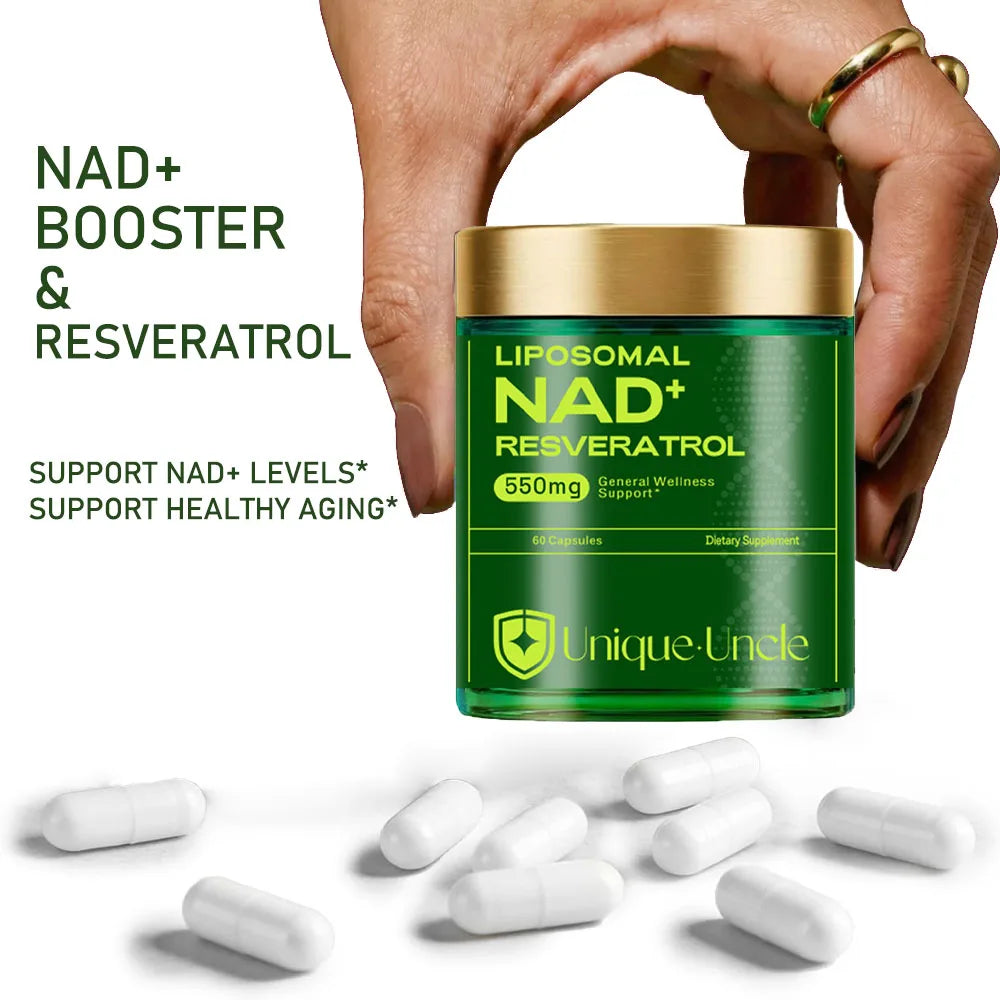 NAD Resveratrol Supplement for Women & Men. Support Cellular Healthy, Energy & Health Aging. NMN Supplement Alternative - 550mg Healthy supplements