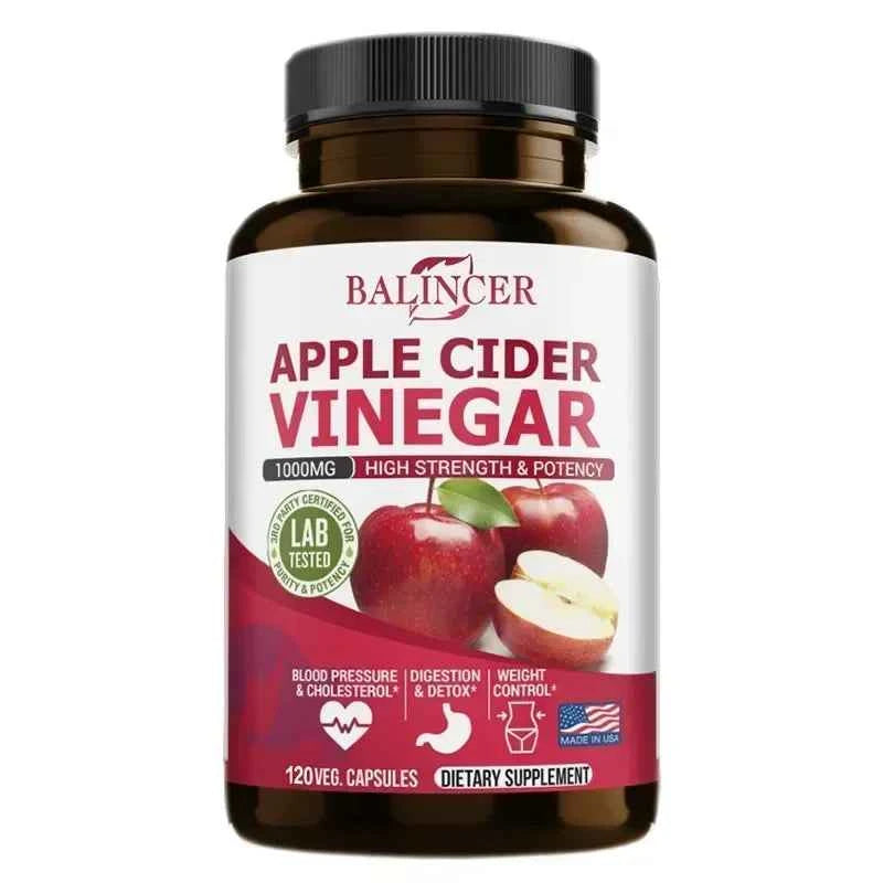Premium Apple Cider Vinegar Capsules for Weight Management and Detox – 120 Non-GMO Capsules