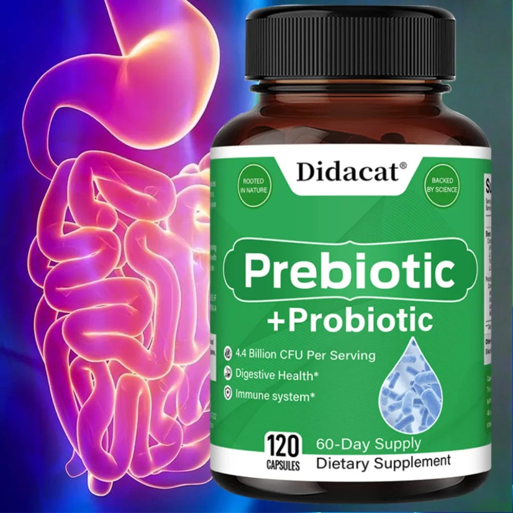 Probiotics & Prebiotics Supplement for Women & Men, Support Digestive Health, Gut Health, Immune System, 120 Capsules Healthy supplements