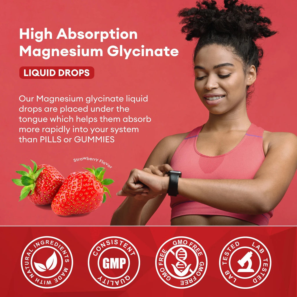 MINCH Magnesium Glycinate Liquid Drop,Sleep Support Vegan Non-GMO Support Bone & joints Health Promote Muscle & Nerve Health Healthy supplements
