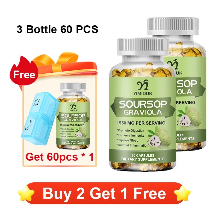 YIMIDUK Graviola Soursop Supplement, Supports Immune Health, Digestive Comfort, Sleep Quality & Overall Body Wellness Daily Healthy supplements