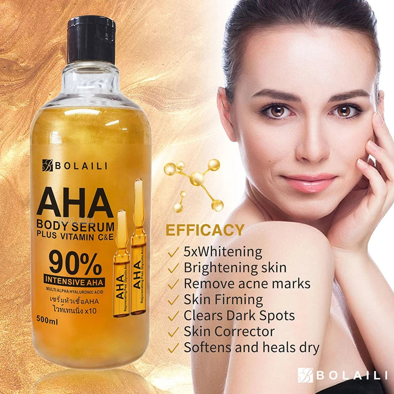 ALPHA Hydroxy Acids 24K Gold Face Body Serum Vitamin C&E Essence Firming Moisturizing Spots Remover Whitening Skin Care 500ml Healthy supplements