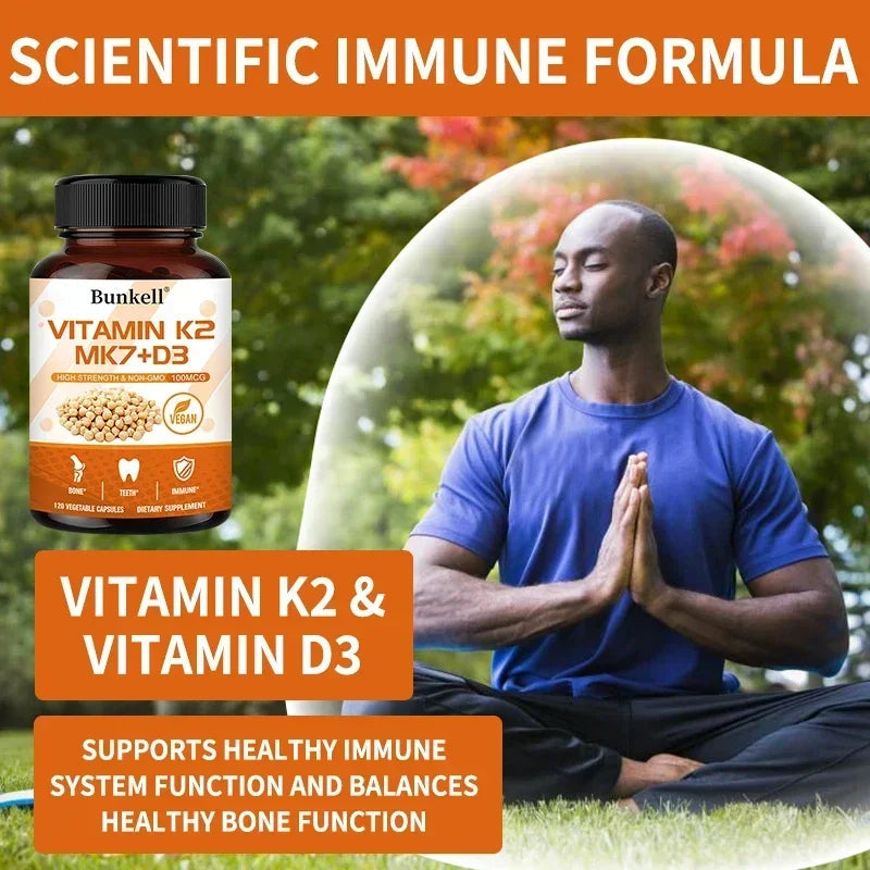 Vitamin K2 MK7 and Vitamin D3 Supplement Capsules, Support Bone Immunity, and Heart Health, Promote Calcium Absorption Healthy supplements