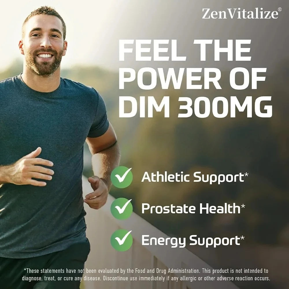 DIM Supplement for Men 300mg | Extra Strength Men’s Health Supplement with Broccoli and Black Pepper, Gluten-Free Healthy supplements