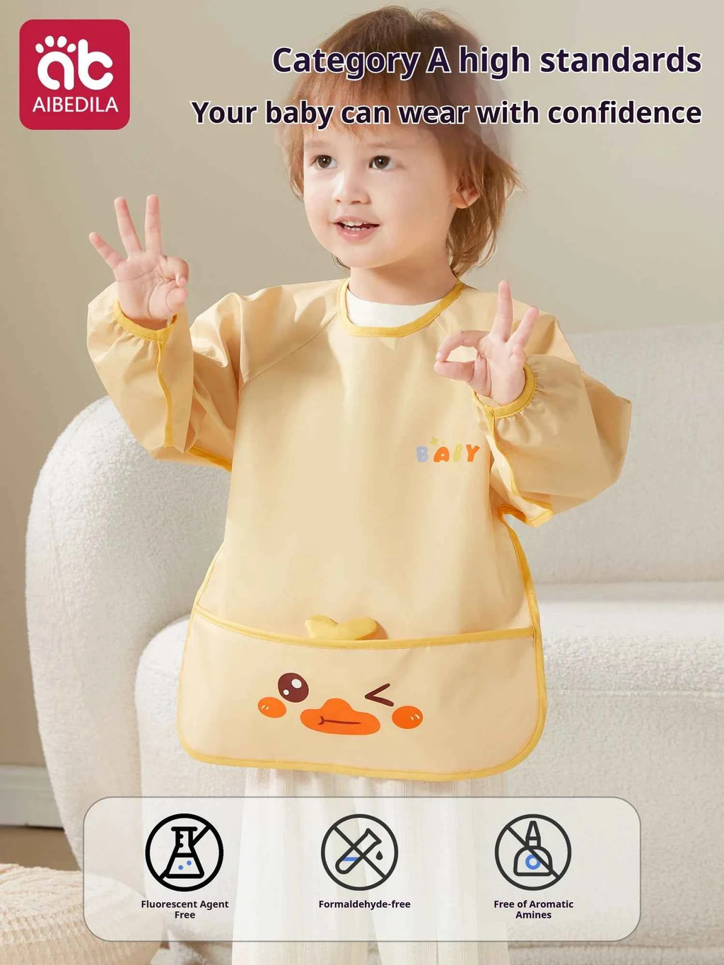 AIBEDILA Baby Eating Overalls Waterproof Children's Bibs Anti-Dressing Aprons Male Treasure Female Baby Food Supplement