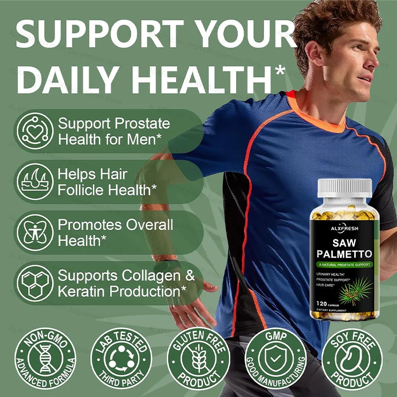Saw Palmetto Capsules High Potency for Prostate, Urinary Tract ,Bladder Hair Health Supplement Healthy supplements