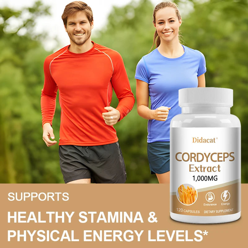 Natural Cordyceps 1000 Mg Supplement - Non-GMO 120 Capsules, Stamina and Energy Support, Helps Immune & Cardiovascular Health Healthy supplements