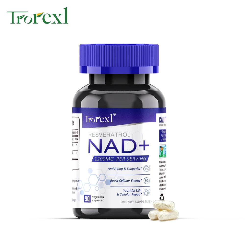 NAD + Resveratrol Supplement NAD Plus Boosting - Supports Cellular Energy, Anti-aging, Metabolism, Skin Health Healthy supplements