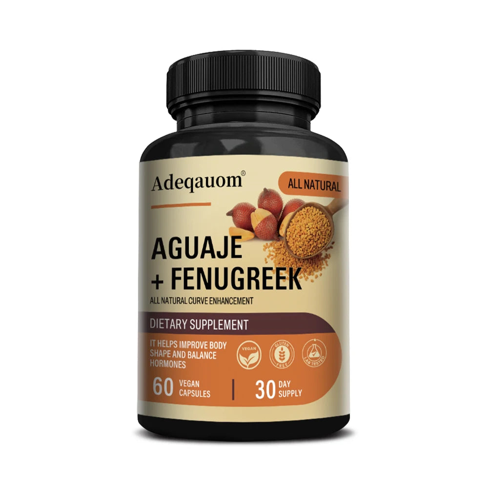 Aguaje + Fenugreek Capsules - 1000mg, Supports Buttocks, Curvy Body & Breast Support, Immune Health, Rich in Protein & Vitamins Healthy supplements