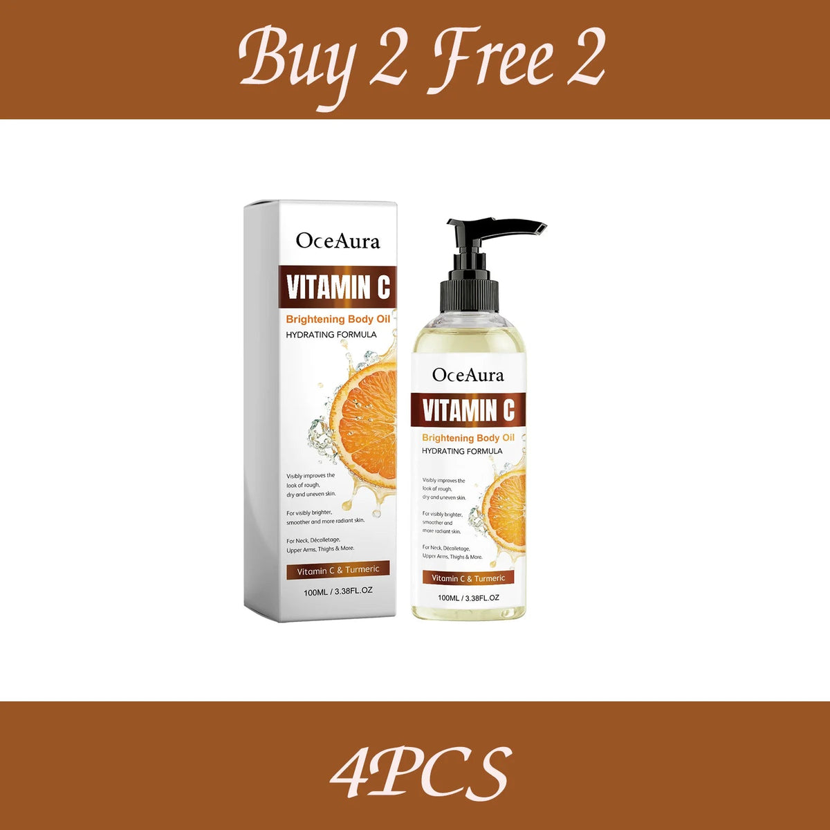 OceAura 100ml Vitamin C Skin Care Body Oil Moisturizes Skin Smooth, Moist and Shiny Skin Care Body Oil Healthy supplements