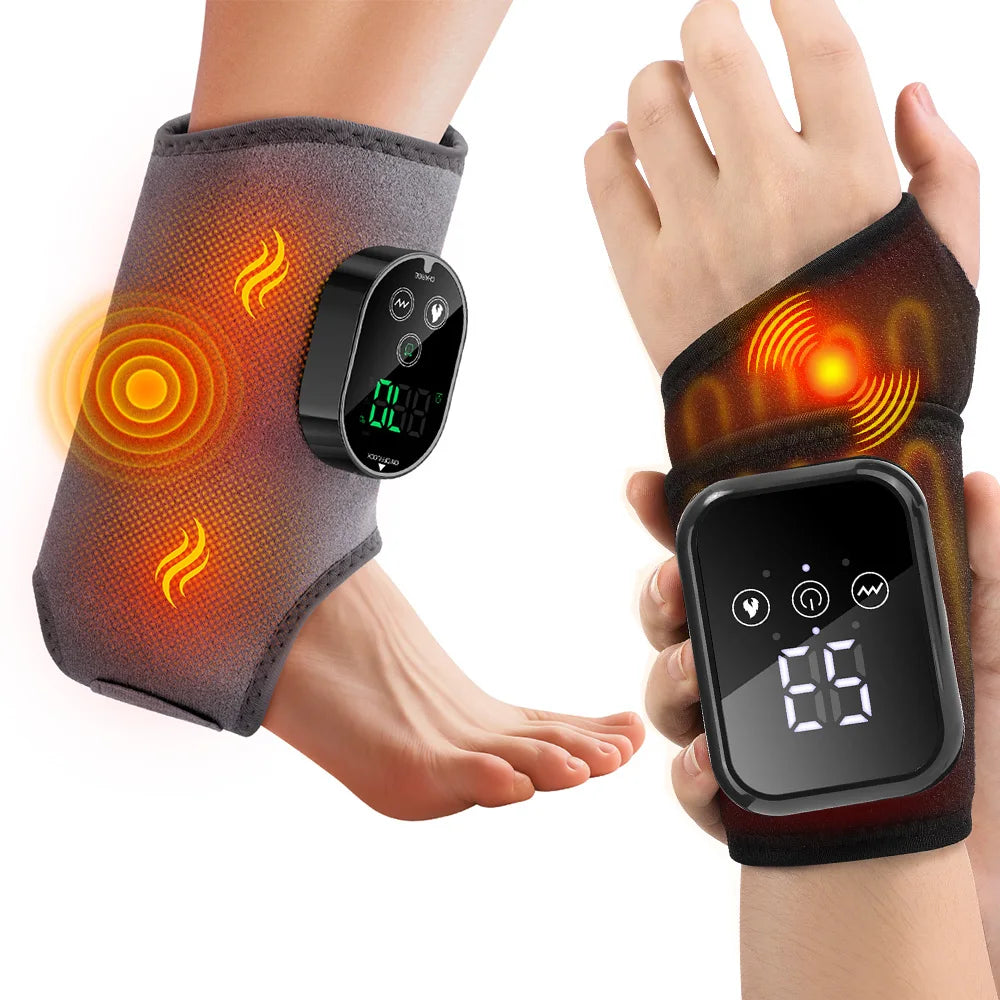 Electric Ankle Massager Hot Compress Vibration Ankle & Wrist Massage Wrap for Joint Protection Ankle Support Brace Wristband Healthy supplements