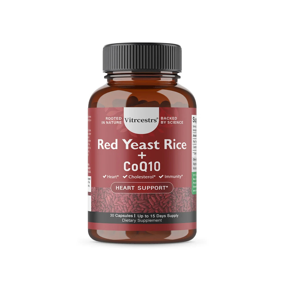 CoQ10 + Red Yeast Rice Supplement, for Cardiovascular & Heart Health, Anti-Aging, Energy Boost, Promote Vitality, Non-GMO Healthy supplements