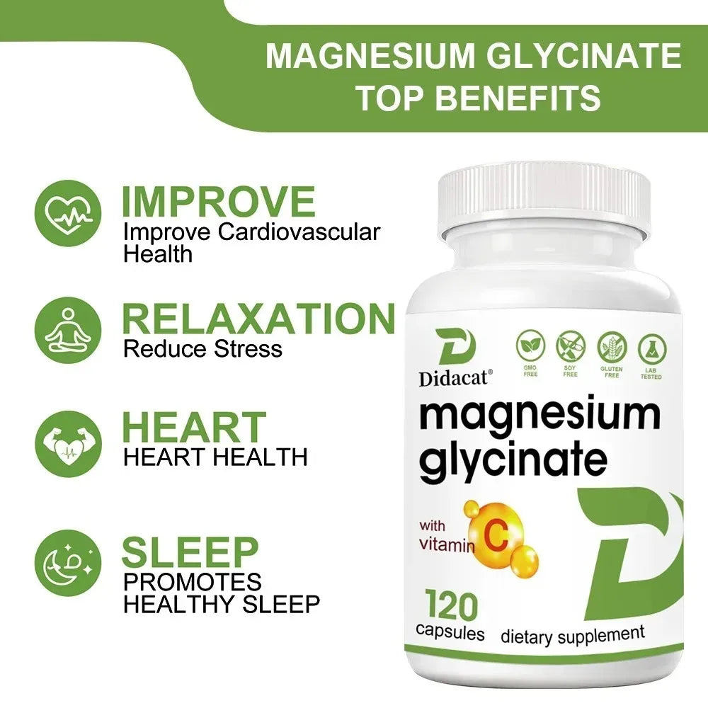 Magnesium Glycinate + Zinc Supplement Capsules, High Absorption, Support Sleep Health, Bone Joint, Brain, Strengthen Immune Healthy supplements