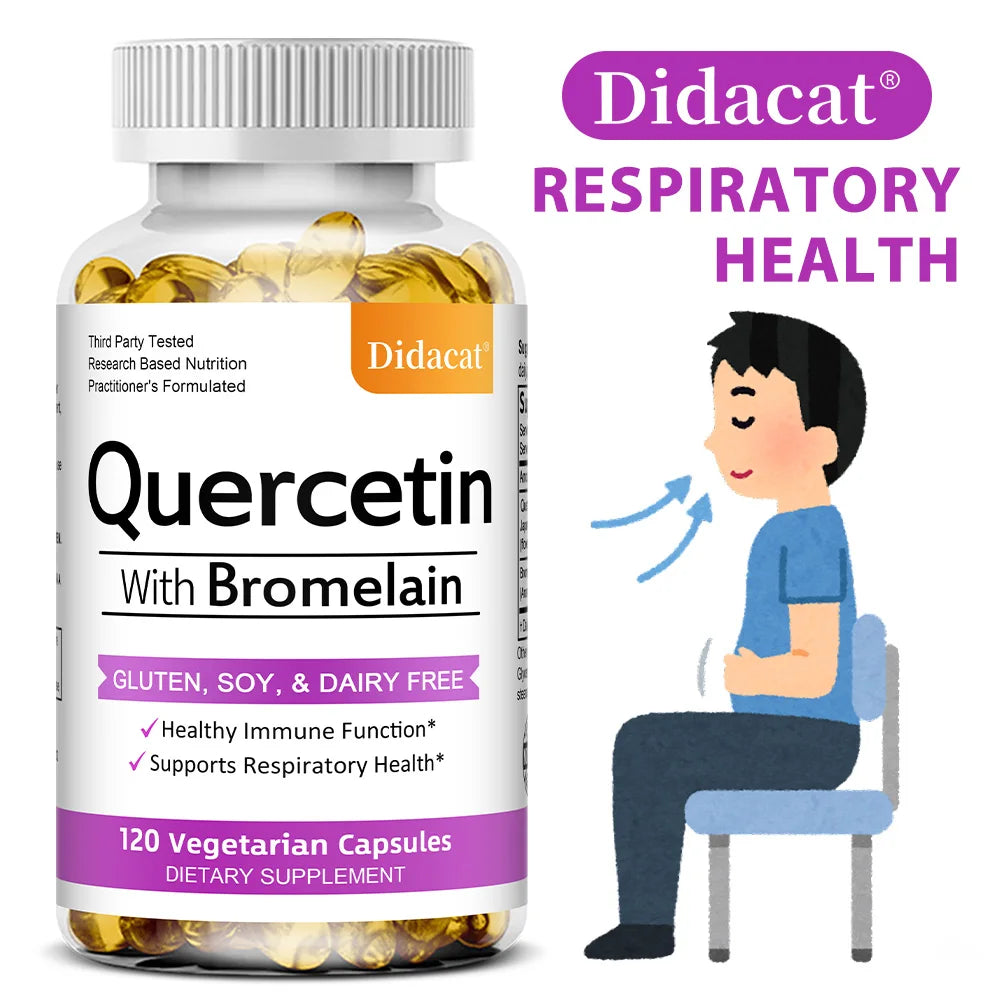 Quercetin with Bromelain Supplement, Enhance Immunity Respiratory, Antioxidant and Help Maintain Cardiovascular Health Healthy supplements