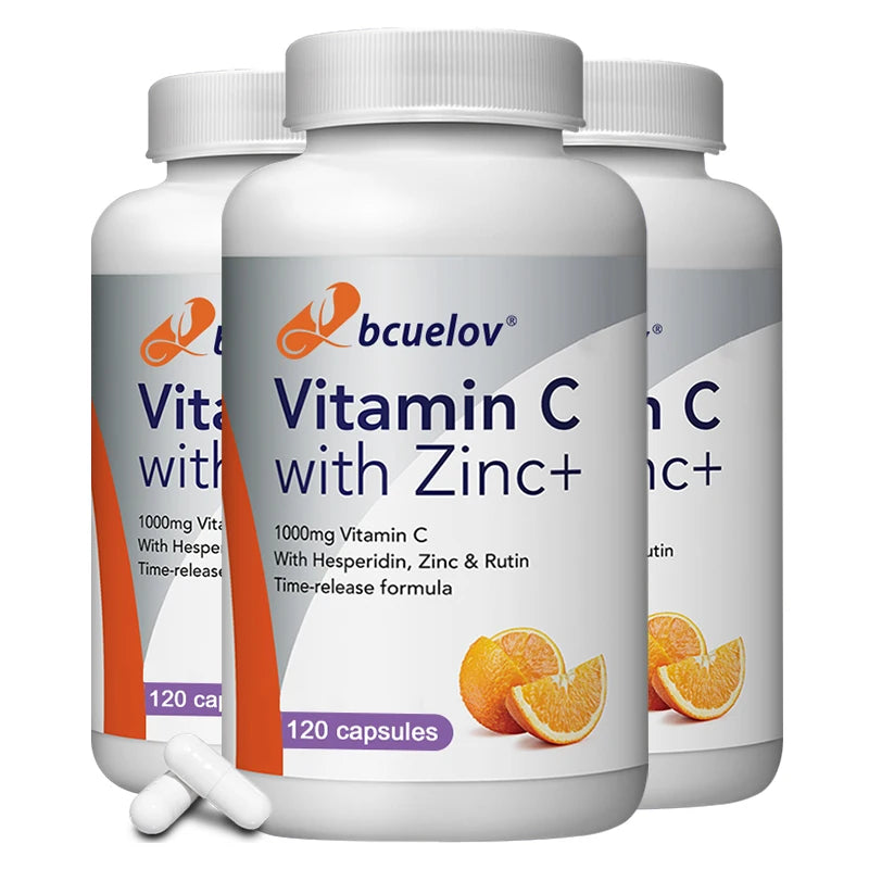 Organic Vitamin C + Zinc Capsules, High Absorption Immune Support, Antioxidant, Collagen Health Supplement - 30/60/120 Counts Healthy supplements