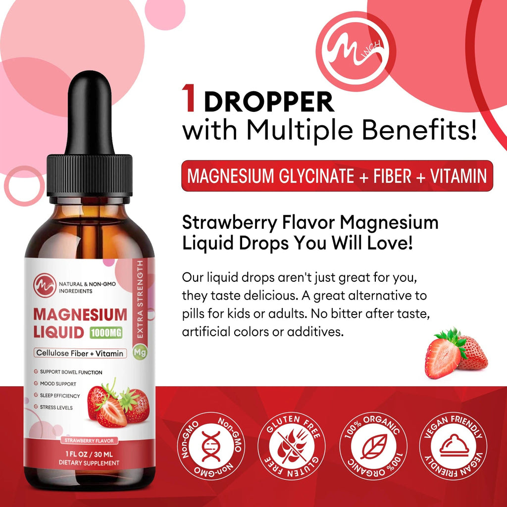 MINCH Magnesium Glycinate Liquid Drop,Sleep Support Vegan Non-GMO Support Bone & joints Health Promote Muscle & Nerve Health Healthy supplements
