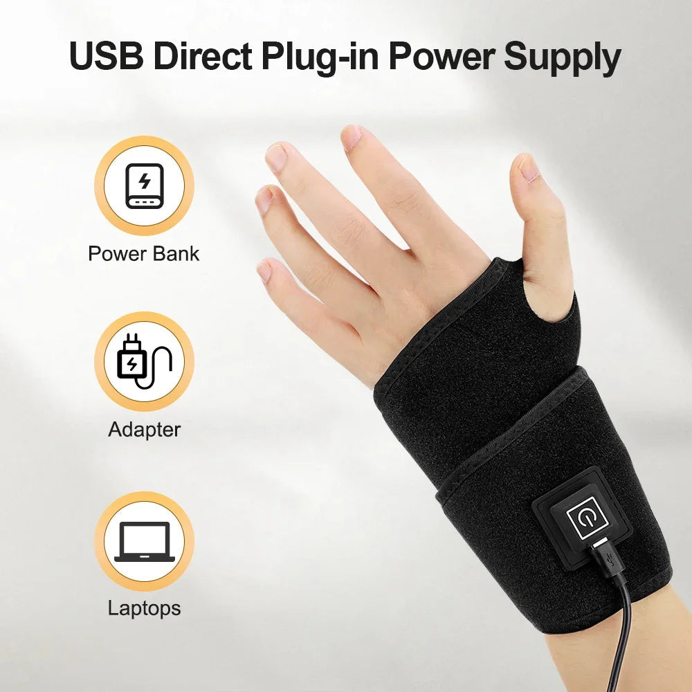 Infrared Wrist Guard Black Protective Gear Universal Left and Right 3 Levels Red Light Adjustment USB Plug Hand Joint Protection Healthy supplements
