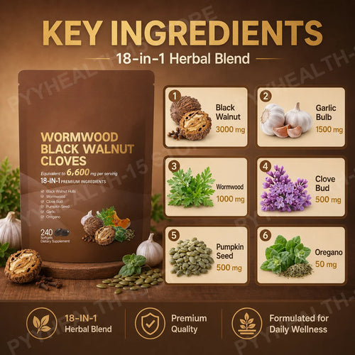 18-in-1 Wormwood Black Walnut Clove Softgels 6600mg Herbal Blend with Garlic Pumpkin Seed Oregano Daily Wellness 240 Softgels Healthy supplements